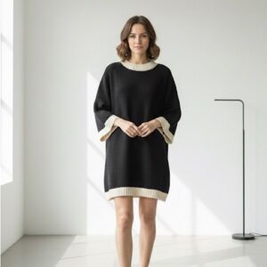 Staud black & white colourblock Shawn sweater mini dress - Small